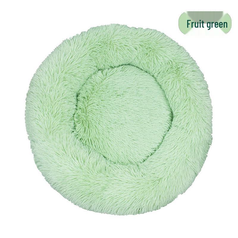 Round Plush Cat & Dog Bed – All-Season Warmth, Multi-Size Options for Small & Medium Pets