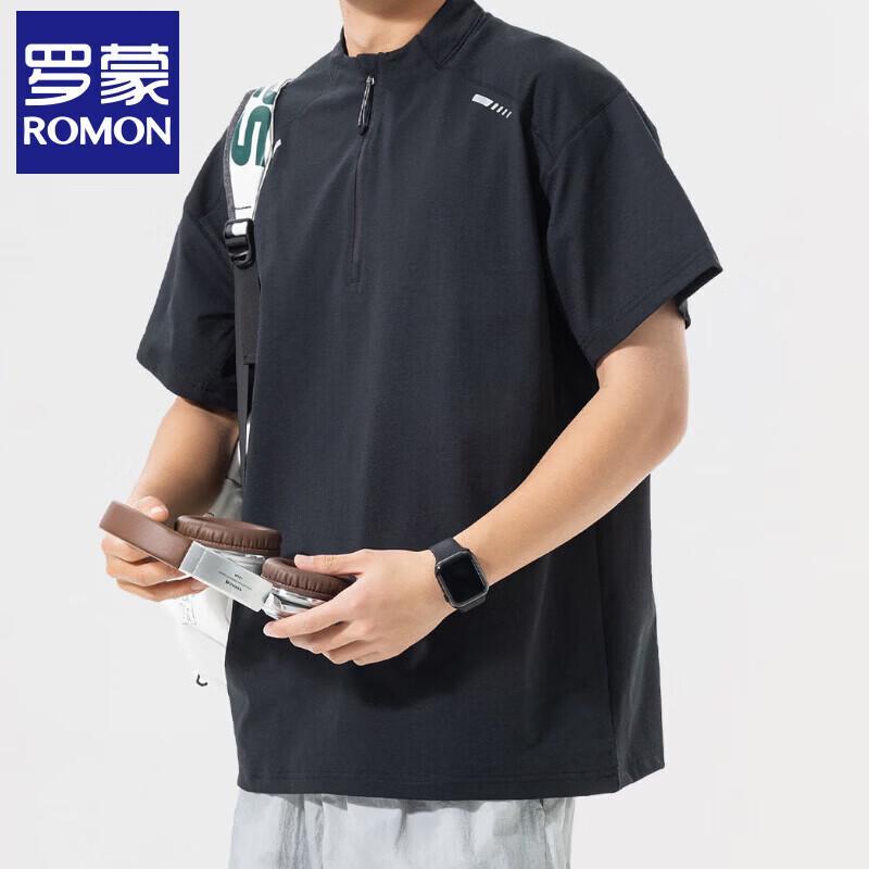 

Luomeng Unisex Quick-Dry Reflective Half-Zip Short Sleeve T-Shirt XL