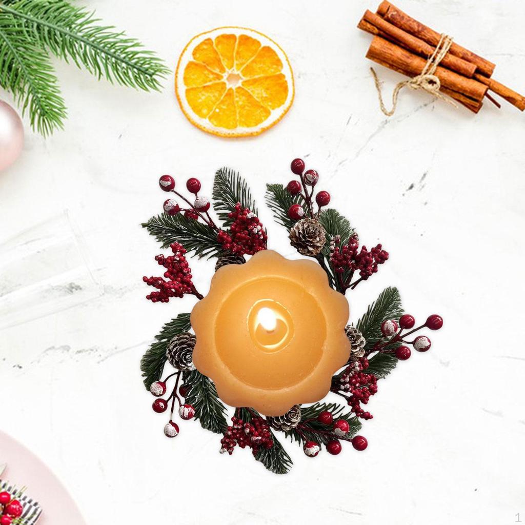 Weihnachts-Kerzenring Handgefertigte Dekoration für Geburtstag Tür Jubiläen Stilvoll A