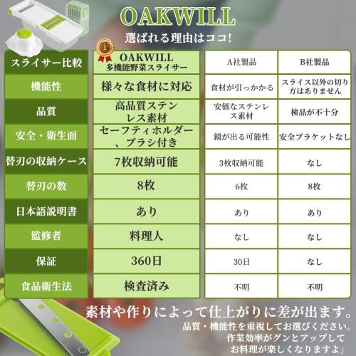 OAKWILL [Supervised by Professional Chefs] Slicer, Julienne, Vegetable Slicer, Slicer, Julienne, Set, Multi-Function Grater (Brown)