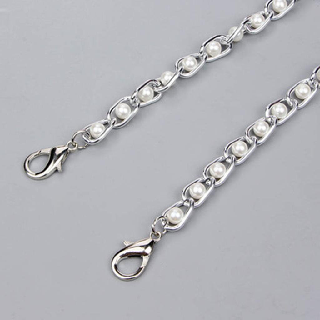 Metal Artificial Pearl Replacement Shoulder Crossbody Bag Chain Strap with Buckles Interchangeable Accessories
