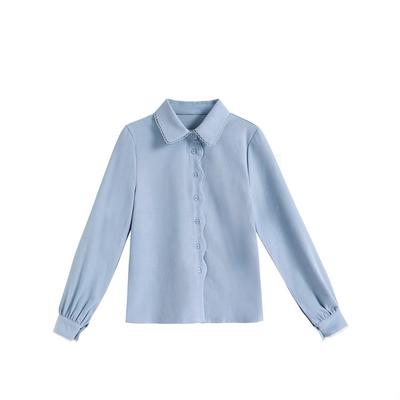 Retro Langarmshirt für Damen im Winter Neues schickes Design Nische Polokragen Pendeloberteil