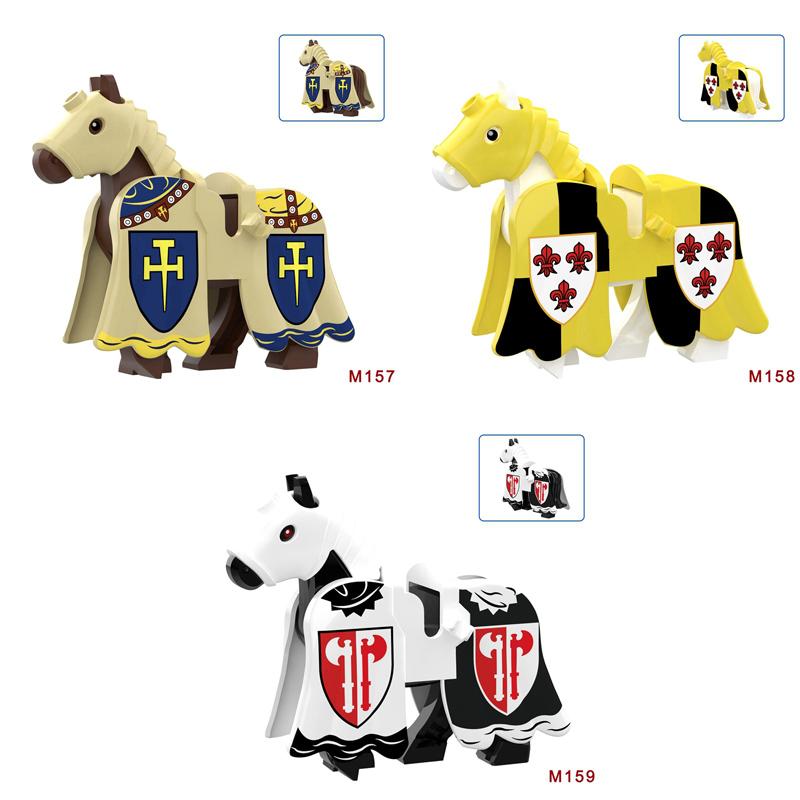 Medieval Castle Wolf Shield Building Blocks Military Knight Dragon Warrior Soldier Figures Accessories Weapon Helmet Bricks Toys