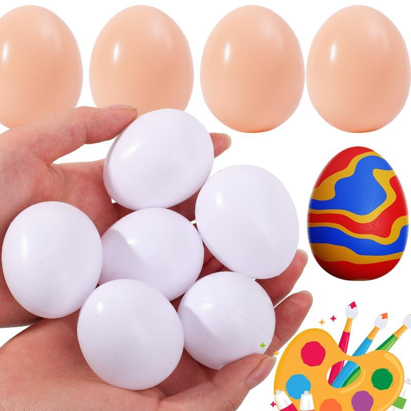 50/10Pcs Plastic Fake Eggs Easter DIY Painting Craft Simulation Eggs Home Decoration Easter Theme Party Gift Kids Toys Supplies