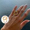 Fashion Vintage Unique Circle Motif Ring Melted Texture Detail For Women Gold Color Texture Temperament Jewelry Gift