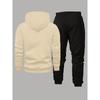 Men's Casual Two Piece Set with Flag Print Drawstring Pocket Hoodie and Drawstring Outdoor Casual Sports Pants