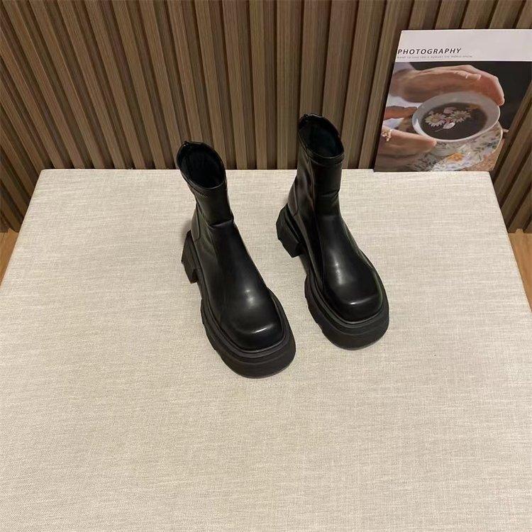 New Fashion Back Zippers Short Boot Female High Platform Thick Bottom Ladies Elegant Ankle Booties Punk Boots for Women 34