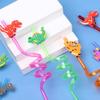 Drinking Decor Temporaty Straw Straws-Plastic Dinosaur Reusable Straws Dino Theme Cartoon Pattern