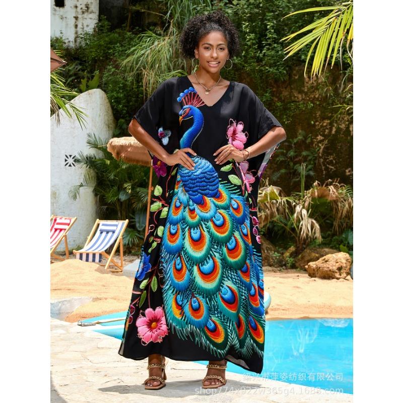 

Пляжный бикини с принтом больших размеров и накидкой One Size