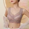 Women Brassiere Plus Size Seamless Lace Mesh Breathable Breast Support Wide Shoulder Strap Padded No Constraint Lady Bra Inner Wear Clothes