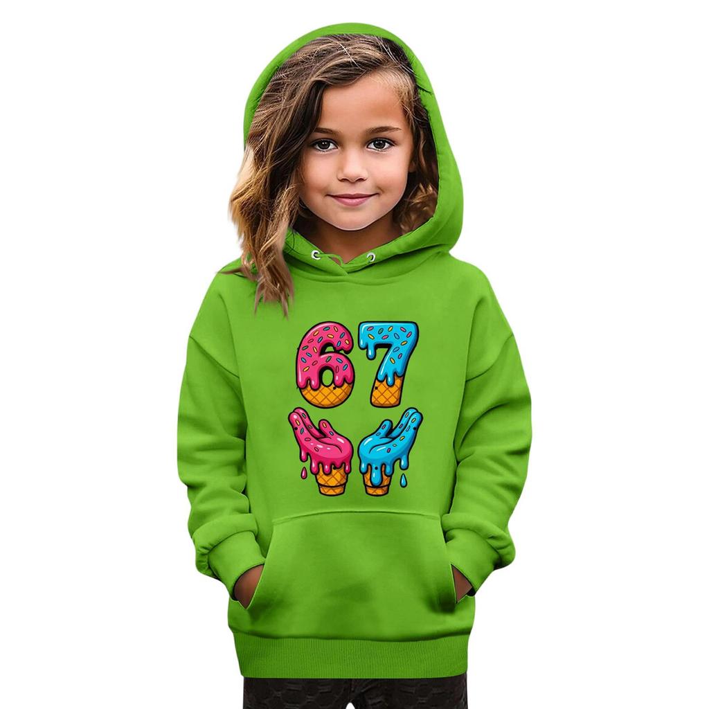 Kinder Mode Bedruckter Pullover Lässig Langarm Rundhals Kapuzenpullover Top