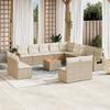 Vidaxl 14-Cz. Garden Furniture Set With Cushions, Beige, Poly Rattan