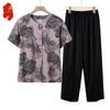 Senior Women's Floral Short-Sleeve Cotton Blend Summer Outfit