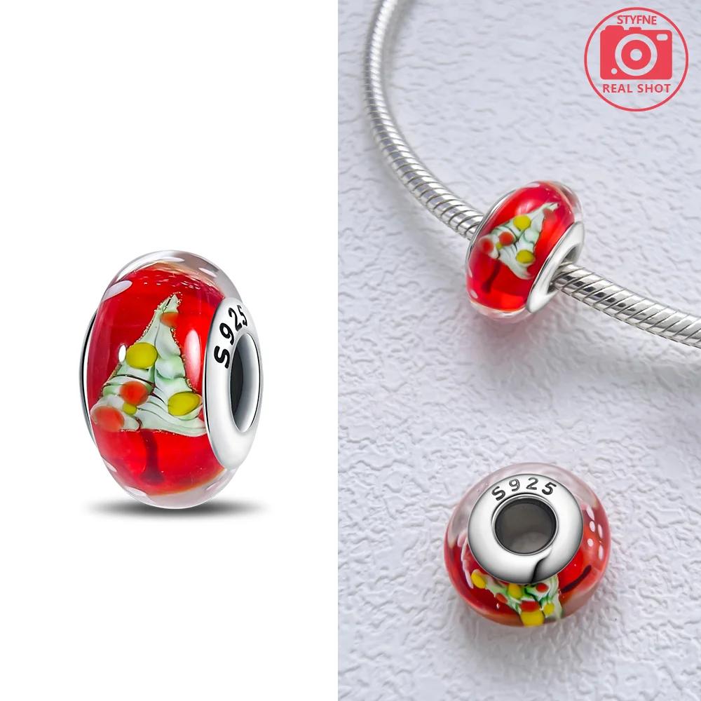 925 Silver Bracelet Women Diy Jewelry Gift Accessories Charms Beads Pink Murano Glass Blue Flower Butterfly Beads