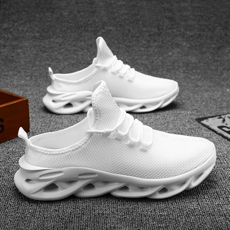 Fashion New Half Sneakers Men Fashion Casual Shoes Men Breathable Knit Lightweight Sports Outdoor Slip on Cushioning Walking Slippers