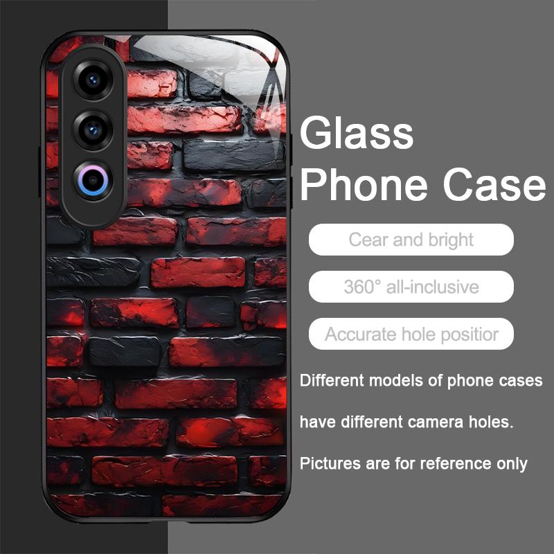 

Creative Colorful Brick Texture Printed Tempered Glass Phone Case for OnePlus 13R 12 11 10 9 Pro ACE2 3 Nord CE4 3 2 Lite Cover OnePlus 9