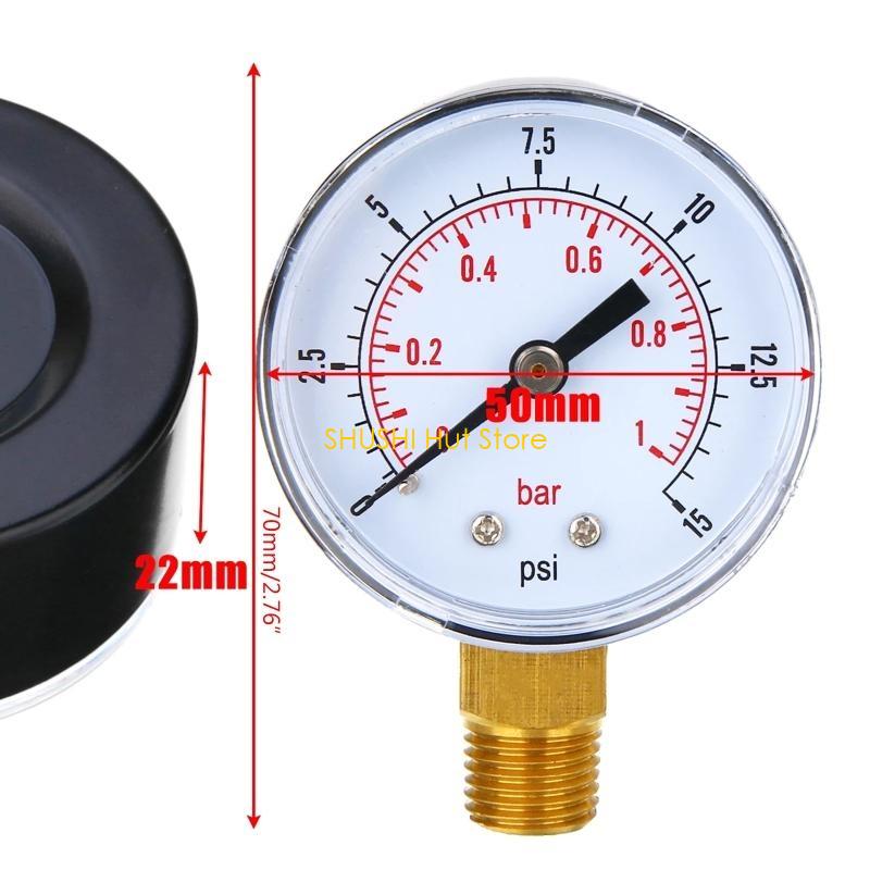 Upgraded Pressure Gauge 50mm Low Pressure Gauge Dual Scale Pressure Gauge 1/4" BSPT Thread for Fuel Air Oil Water Gas D57B