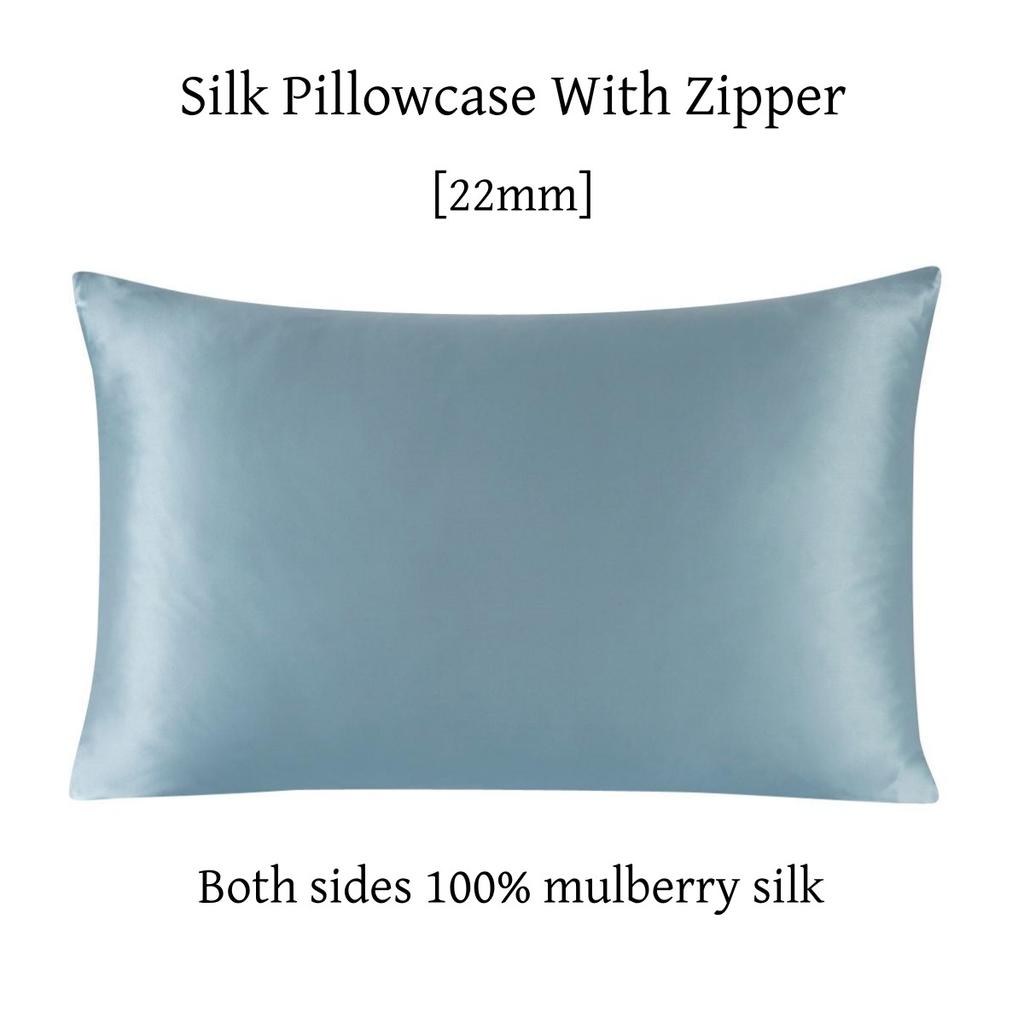 22 Momme Silk Zipper Pillowcase 1pc 100% Nature Mulberry Silk Muticolor Pillow Case For Healthy Standard Queen King