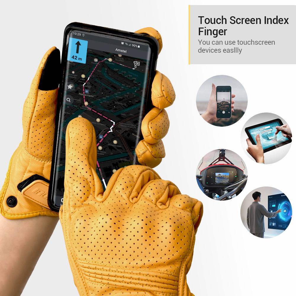 Motorcycle Gloves Breathable In Summer And Warm In Winter Off-road Motorcycle Anti Fall Touch Riding Gloves Retro Leather Gloves