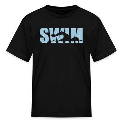 Schwimmer Silhouette Schwimmen Schriftzug Kinder T-Shirt