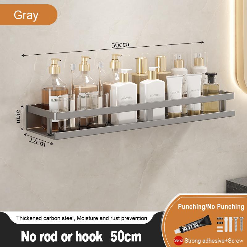 Bathroom Storage Rack Non Perforated Wall Mounted Towel Rack Bathroom Washbasin Cosmetics Storage Rack Wrought Iron Material