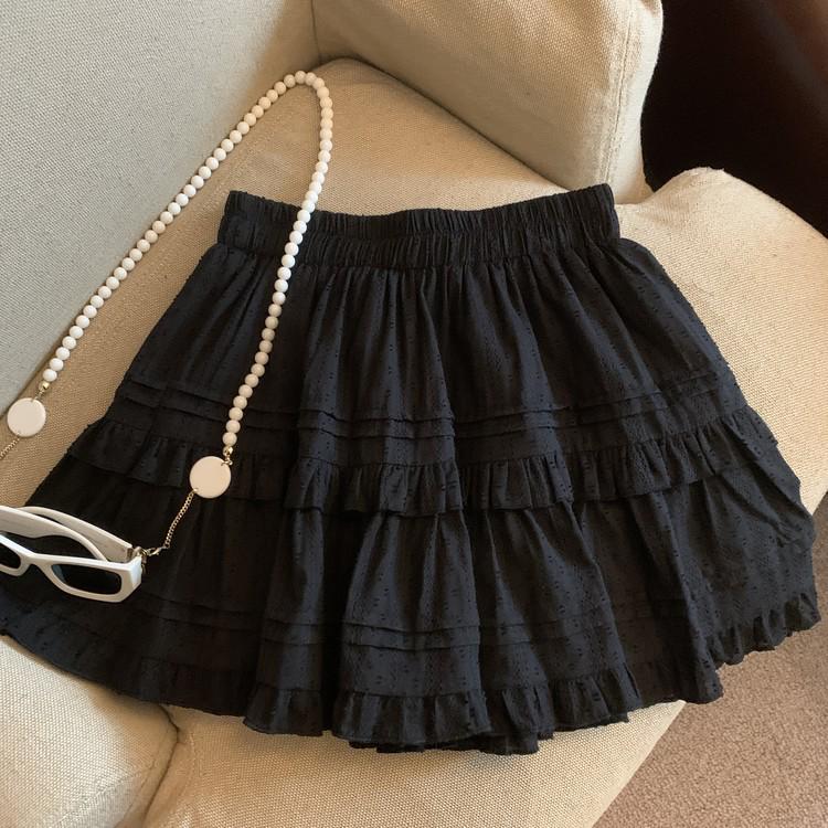 Spring & Fall White High-Waisted Fluffy A-Line Skirt - Petite Women s Slimming Ballet Style Large чёрный