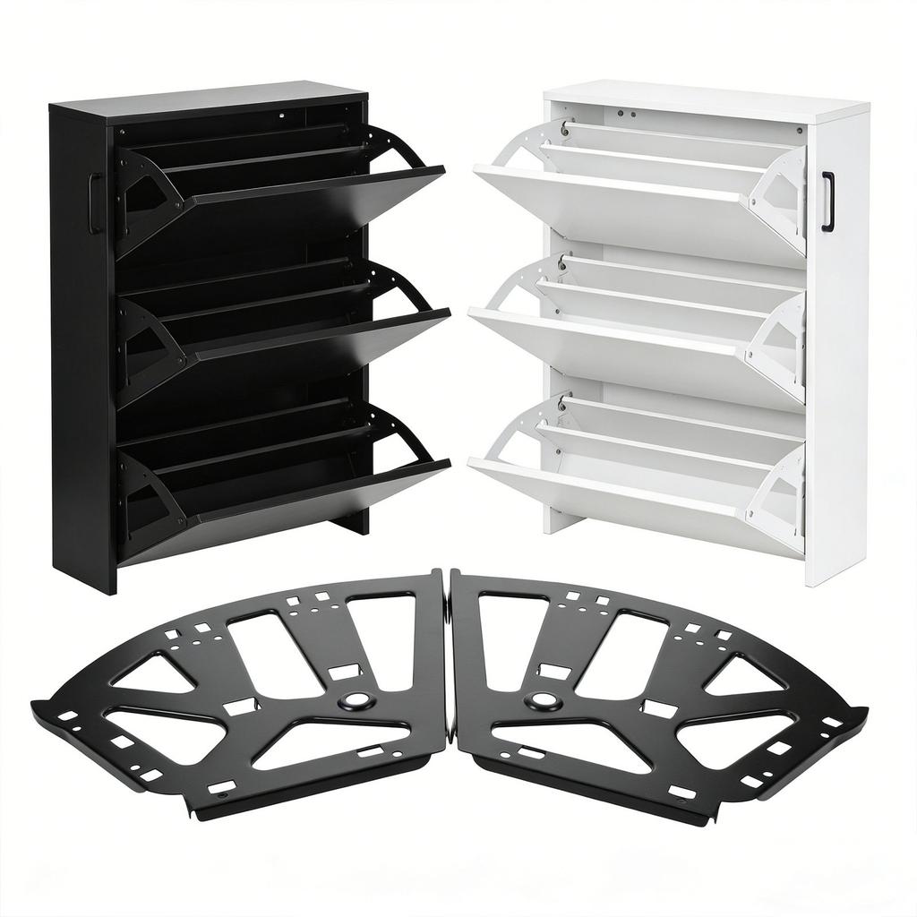 Three Layer Shoes Drawer Cabinet Hinge Flip Frame Heavy-Duty Stainless Steel Black Flip Frame Hardware Shoe Storage Assembly