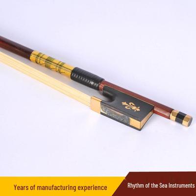 Archet de violon occidental fait main avec fil d'or et bois de santal rouge du Brésil rond