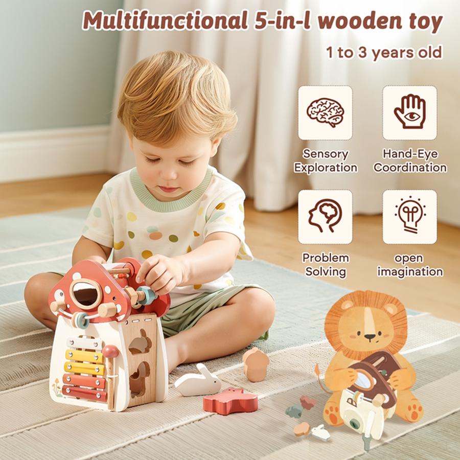 Baby Wooden Montessori Toys Mushroom Building Blocks Puzzle Toys Baby Wooden Musical Instrument Early Education Toys Child Gift