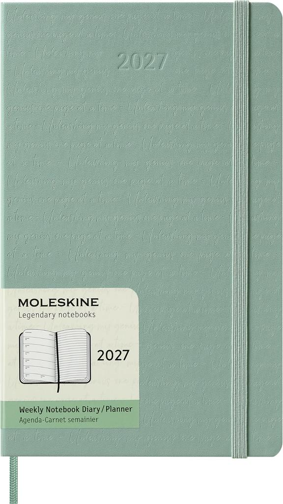 Moleskine 2027 Weekly January 12 Large Size x Sage DHK812WN3Y27 Diary, Start, Months, (13cm 21cm), Hardcover, Green,