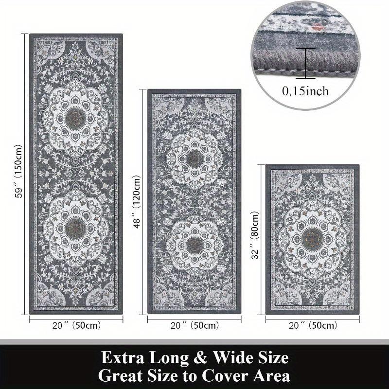 3 Pcs Set Floor Mat Bohemian Style Rugs Kitchen Carpet Non-slip Comfortable Washable Kitchen Decoration Office Bedroom Corridor