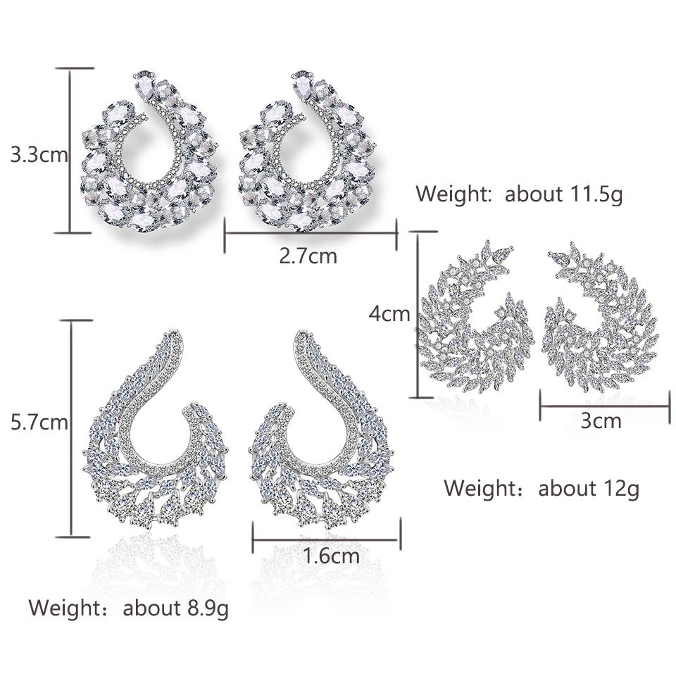 ZAKOL Fashion Shiny Clear Cubic Zirconia Circle Stud Earrings Luxury Sliver Color Bridal Earring Party Accessories