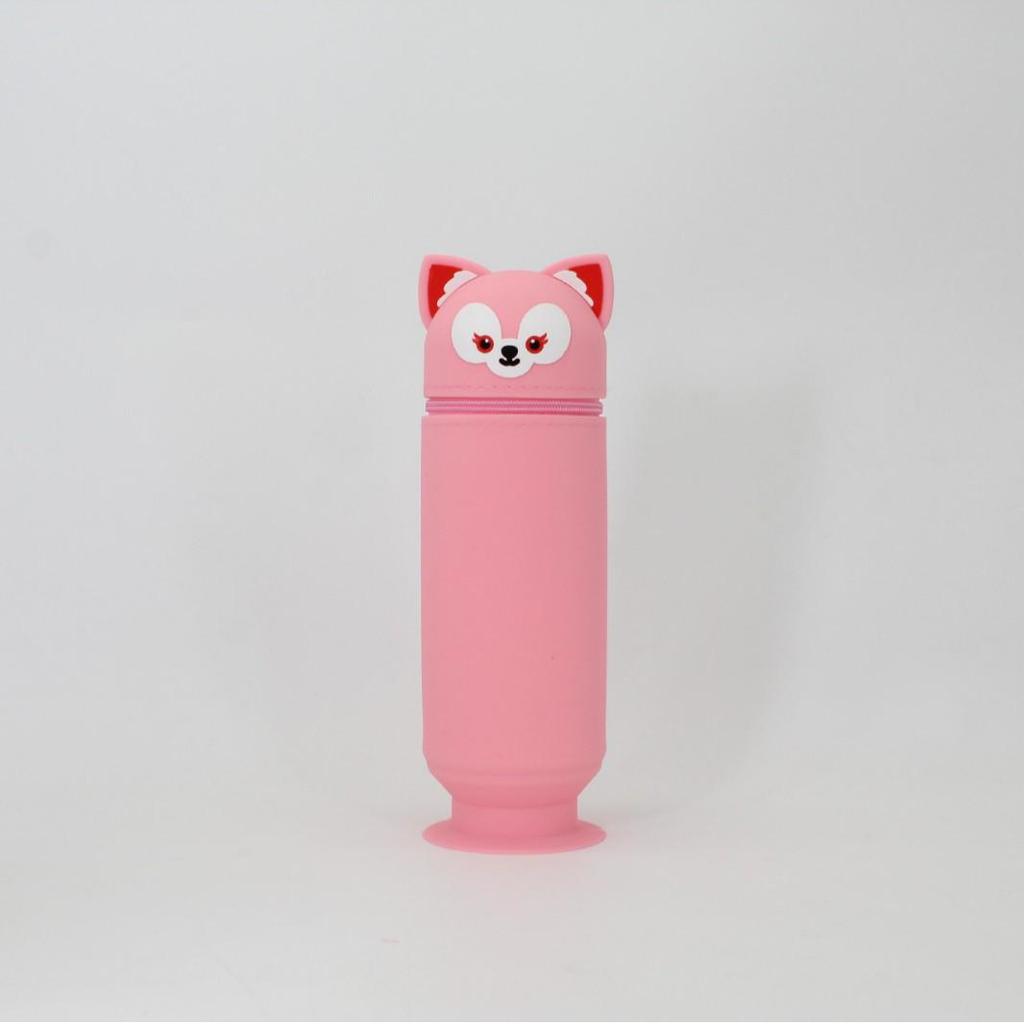 Silicone Fox Pencil Case - Stylish Solid Color Stationery Box for Students