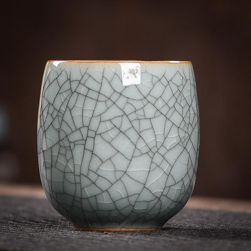 Celadon Glaze Ceramic Tea Cup with Crackle Ice Pattern 6 Colors Personal Master Cup Handmade Gongfu Tea Set Aesthetic Gift