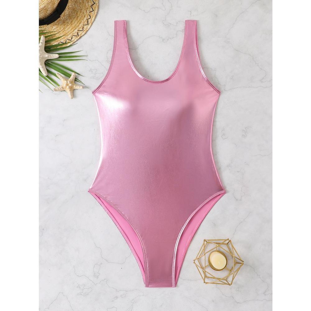 Stamping Fabric Swimsuit Reflective Gold Silver One-piece Sexy Bikini