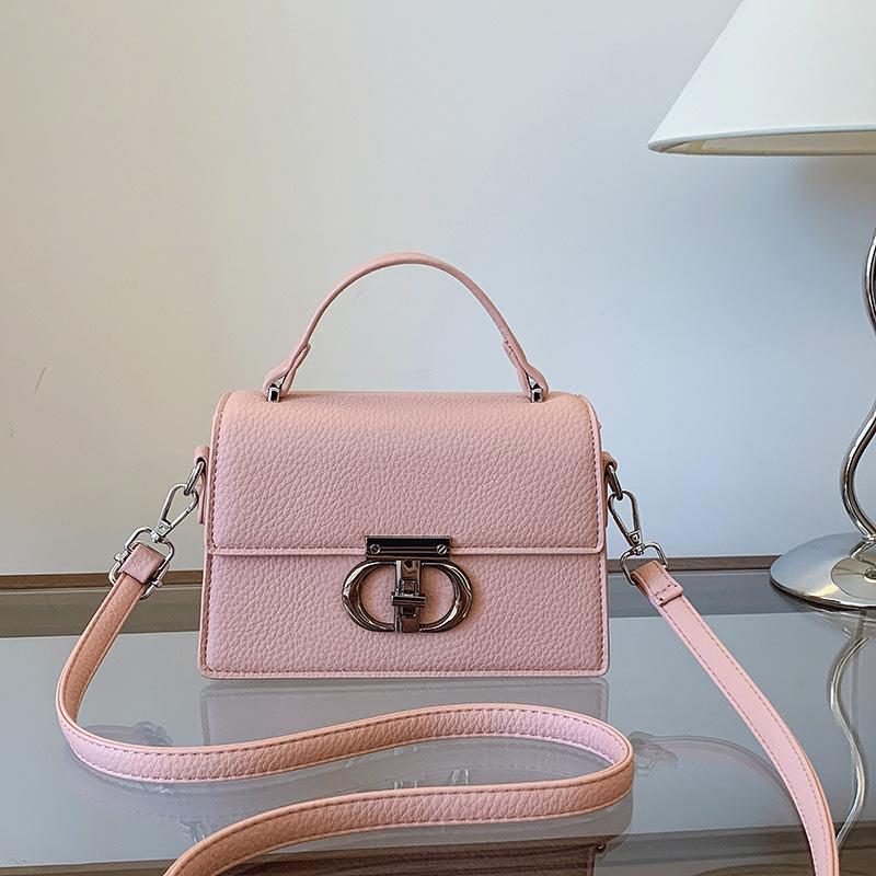 New Lychee Pattern Lock Bag Portable Shoulder Messenger Women's Bag