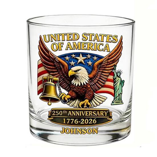 America 250th Anniversary Glass We The People Whiskey Glass Liquor Bourbon Cocktail Glass Patriotic Gift for Father's Day or Veterans