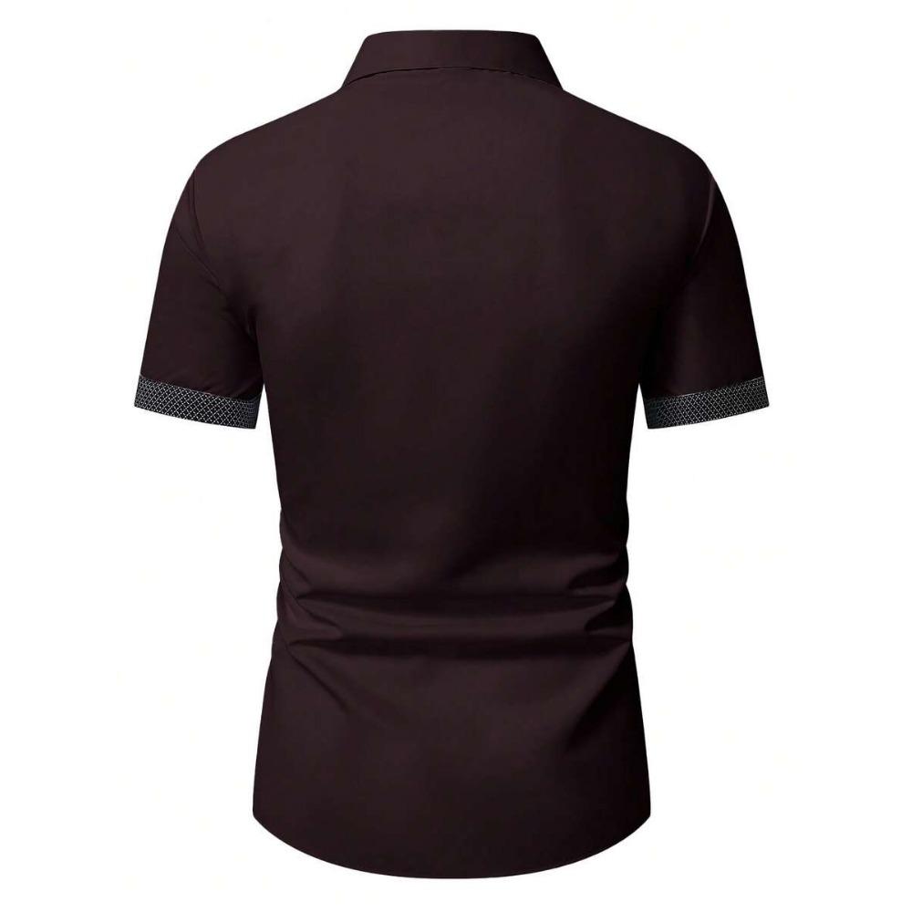 Camicia a maniche corte color block da uomo Primavera Estate Camicie casual da uomo Stile semplice Top 100% Poliestere