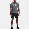 Under Armour Project Rock Johnson Sports Casual Hooded Short Sleeve T-Shirt Men Tops Dark-Grey 1361719-012
