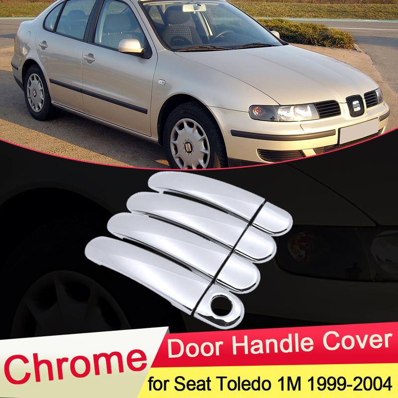 for Seat Toledo 1M 1999 2000 2001 2002 2003 2004 MK2 Chrome Door Handle Cover Exterior Catch Trim Set Car Styling Accessories
