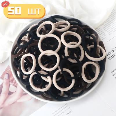 Bandă de cauciuc simplă, elastică, fără sudură, culoare Morandi, 50 buc. (culoare aleatorie)