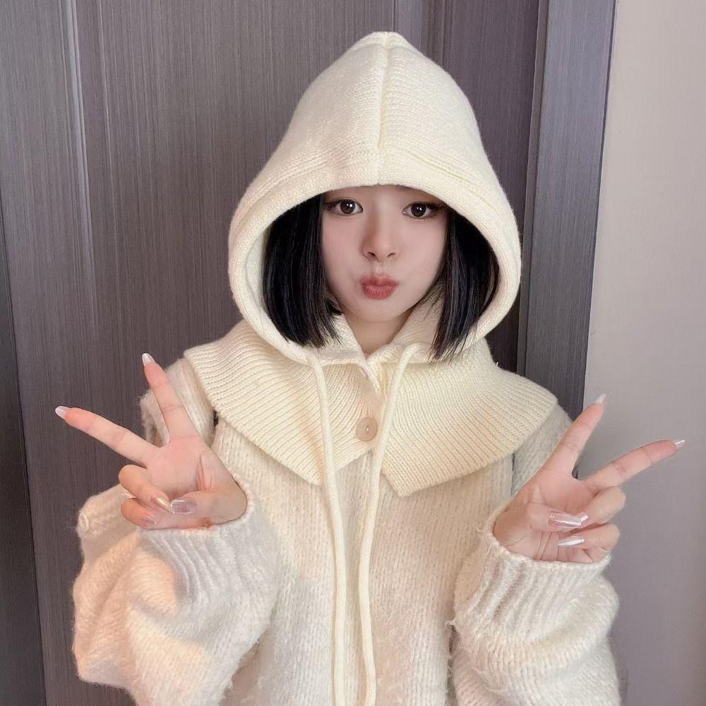 Simple Balaclava Hat Beanie Knitted Hat Warm Ear Protection Hat  Streetwear