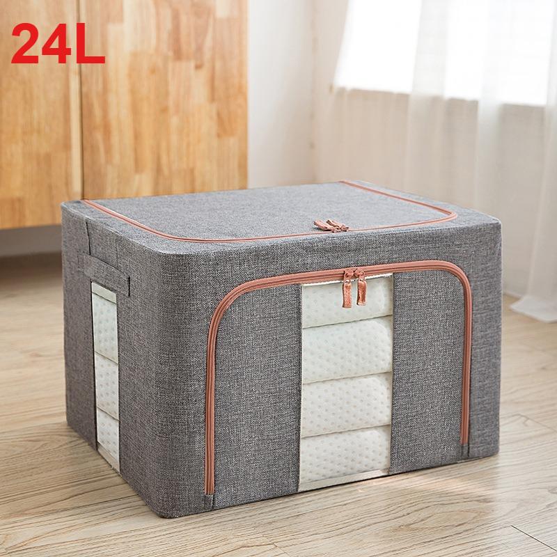 

24L Stackable Clothes Storage Bins with Handles & Zipper, Collapsible Closet Organizer Box with Lid for Bedding Blankets Towel