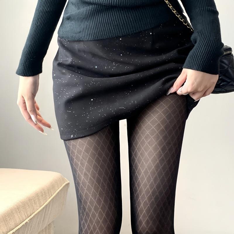 Jacquard Rhombus Stockings Black Silk Checkered Spring And Summer Pantyhose Dark Lolita Sexy Black Pantyhose