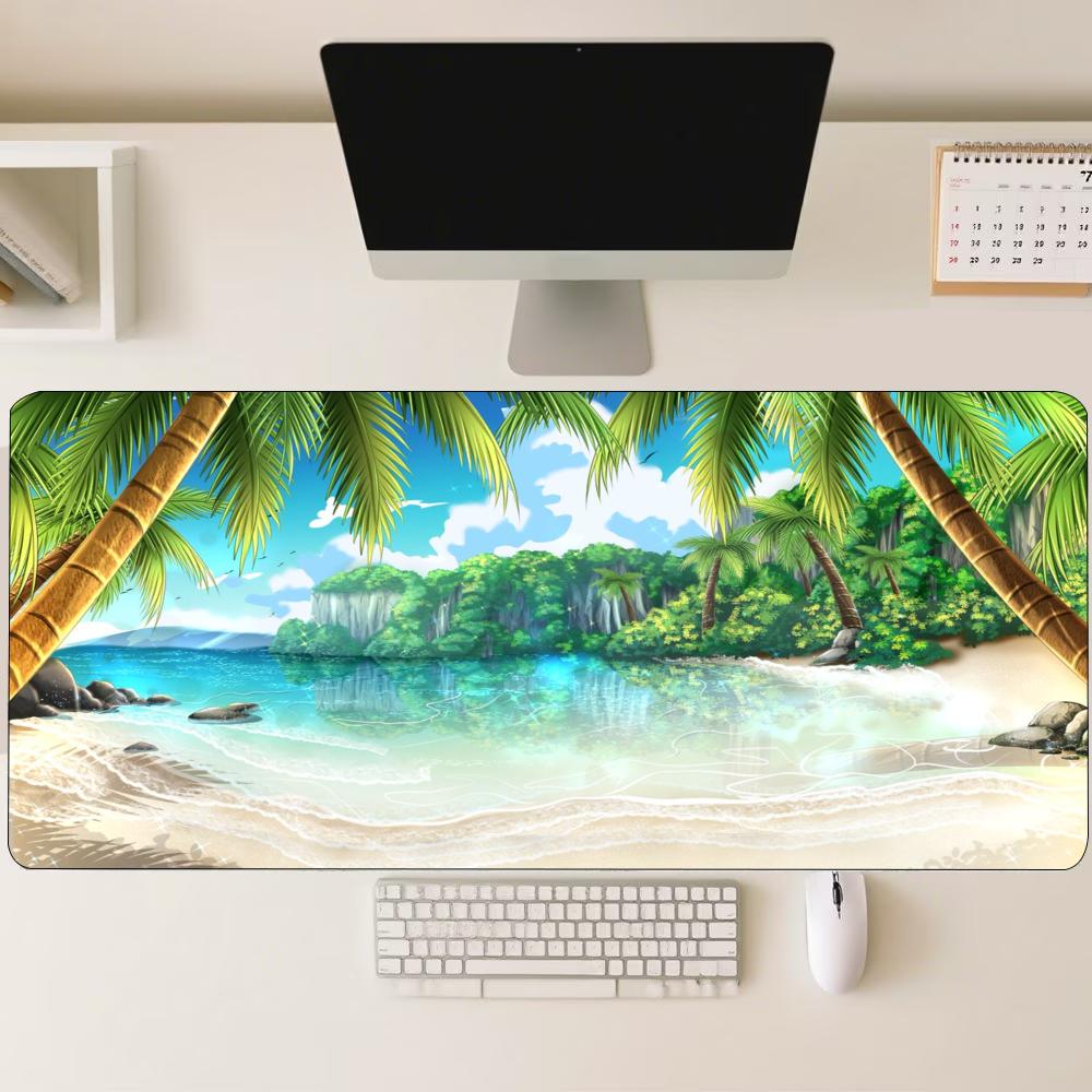Summer Tropical Beach Landscape Extended Gaming Mouse Pad NonSlip Rubber Base Large Desk Mat Keyboard Mouse Pad For Laptop Pc
