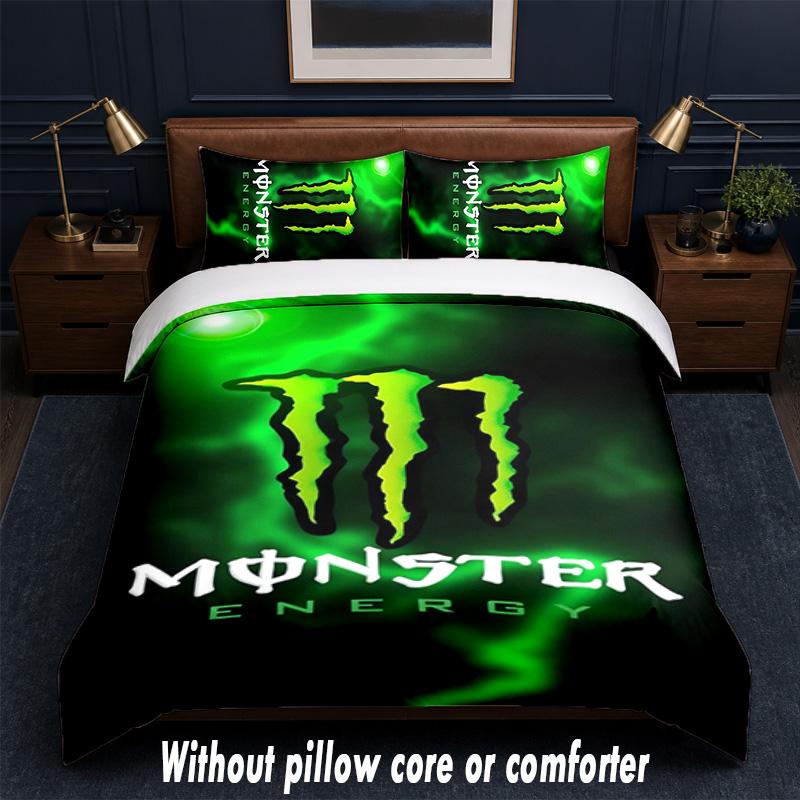 Set Biancheria da Letto Design Monster Energy 1 Copripiumino + 2 Federe Morbido Traspirante Biancheria da Letto per la Casa