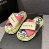 Internet celebrity graffiti slippers women summer wear new niche fashion muffin thick bottom out beach cool slippers