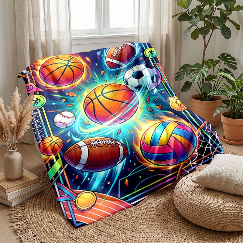 Sports Ball Collection 2 Theme blanket Lightweight Warm Flannel Blanket Decorative Throw Blanket for Home Decoration
