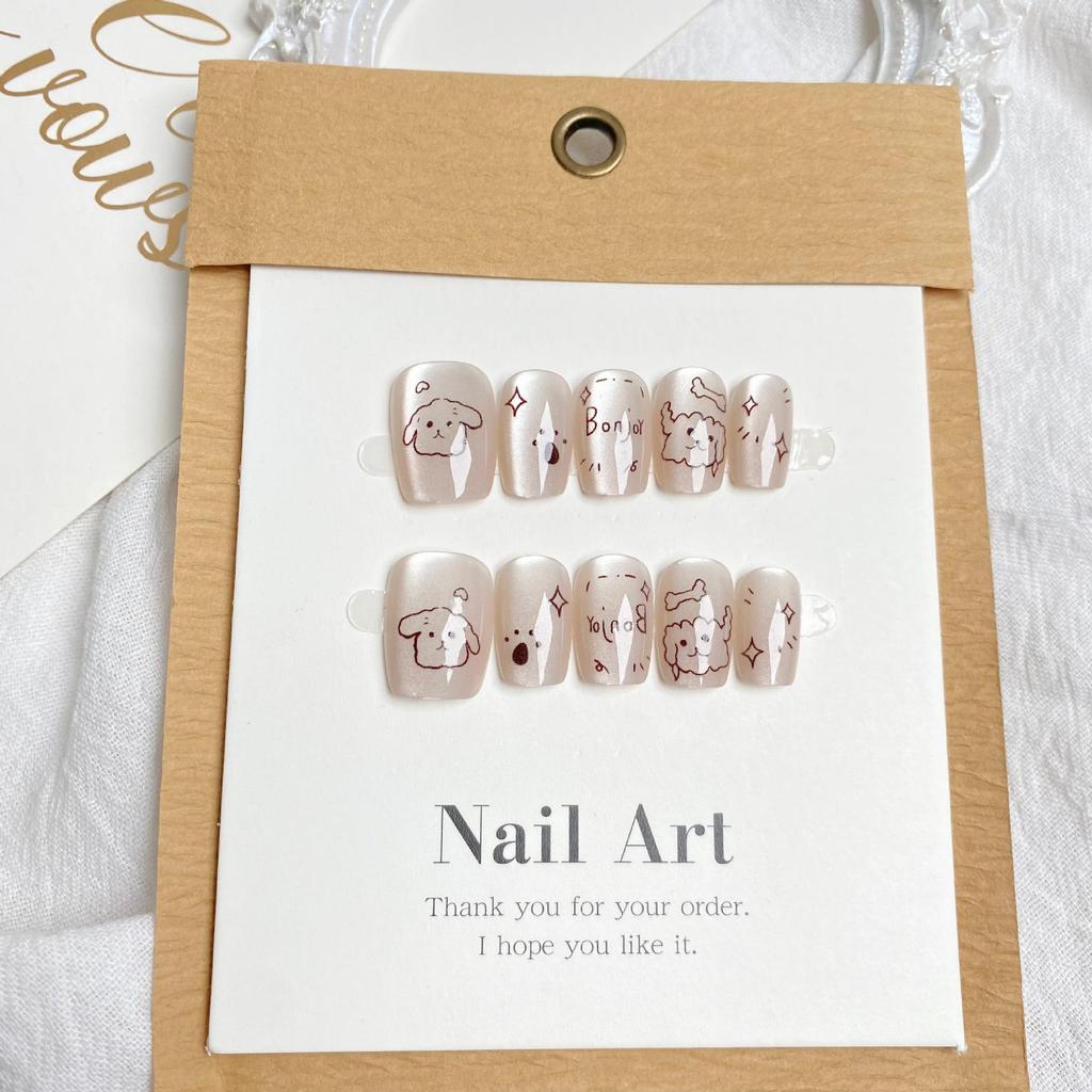 Смужки Наклейки для нігтів «Котяче око» та «Собаче око», Розписані вручну Лід Прозорі, Милий дизайн, Упаковка 10 шт.