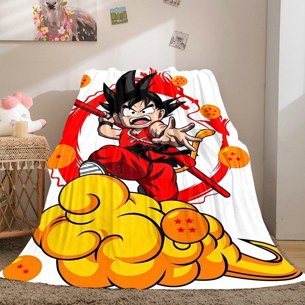 1 Stück Son Goku Druck Flanelldecke, Hohe Qualität für alle Jahreszeiten, Heimdekoration, Wärme und Komfort, Perfekt für Weihnachtsgeschenke